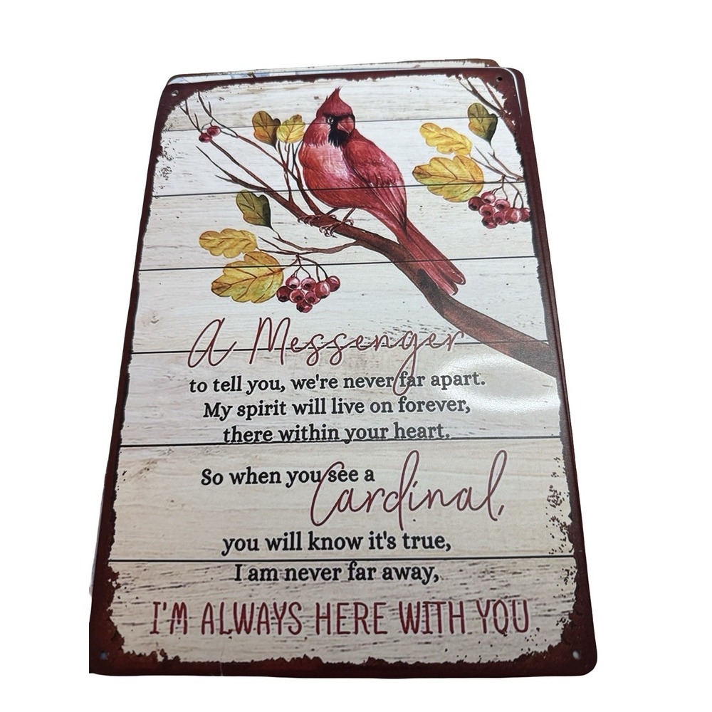 Cardinals Poem A messenger Retro Tin Sign Door Home‎ Wall Decor Metal